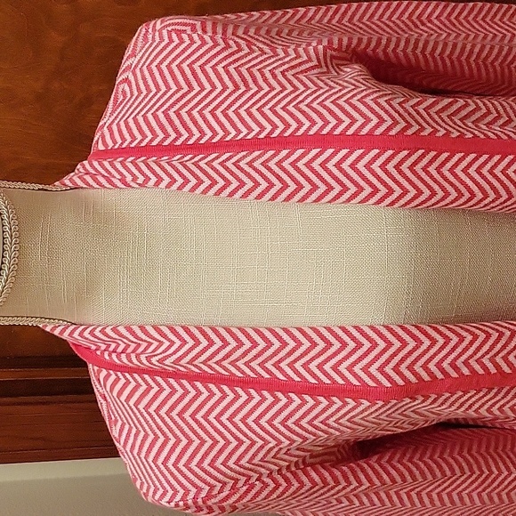 Kim Rogers | Coral Pink and White Chevron Print Cardigan in size S - Picture 2 of 12